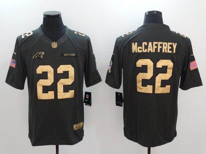 Men Carolina Panthers #22 McCaffrey gold number Nike Salute to Service Limited NFL Jersey->minnesota vikings->NFL Jersey